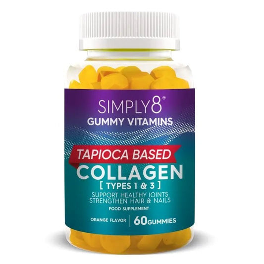 Orange Flavor Collagen Gummies Tapioca and Pectin Based | Healthy Joints, Anti Aging, Hair Growth, Skin Care & Strong Nails | Marine Collagen Types 1 & 3 | Kosher + Halal + Gluten-Free
