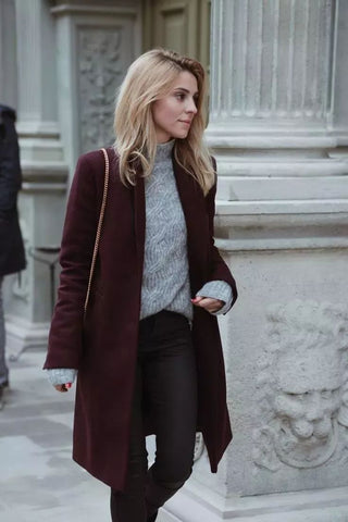 grey color combination: burgundy