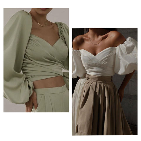 long skirt with crop top : jewellery
