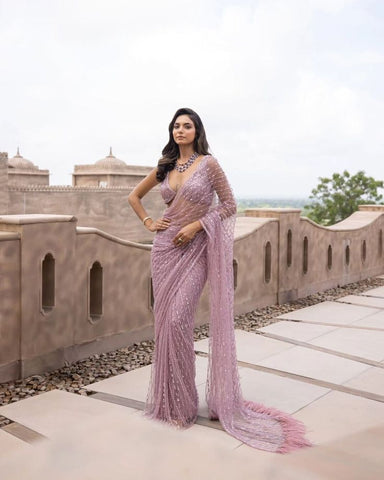 new saree trends: pastel sequin