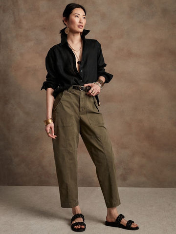 pants with black shirt - army green