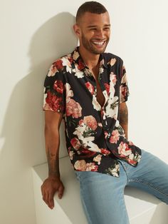 printed floral shirts: jeans