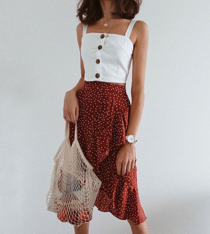 Skirts and tops designs : ruffle skirt and crop top
