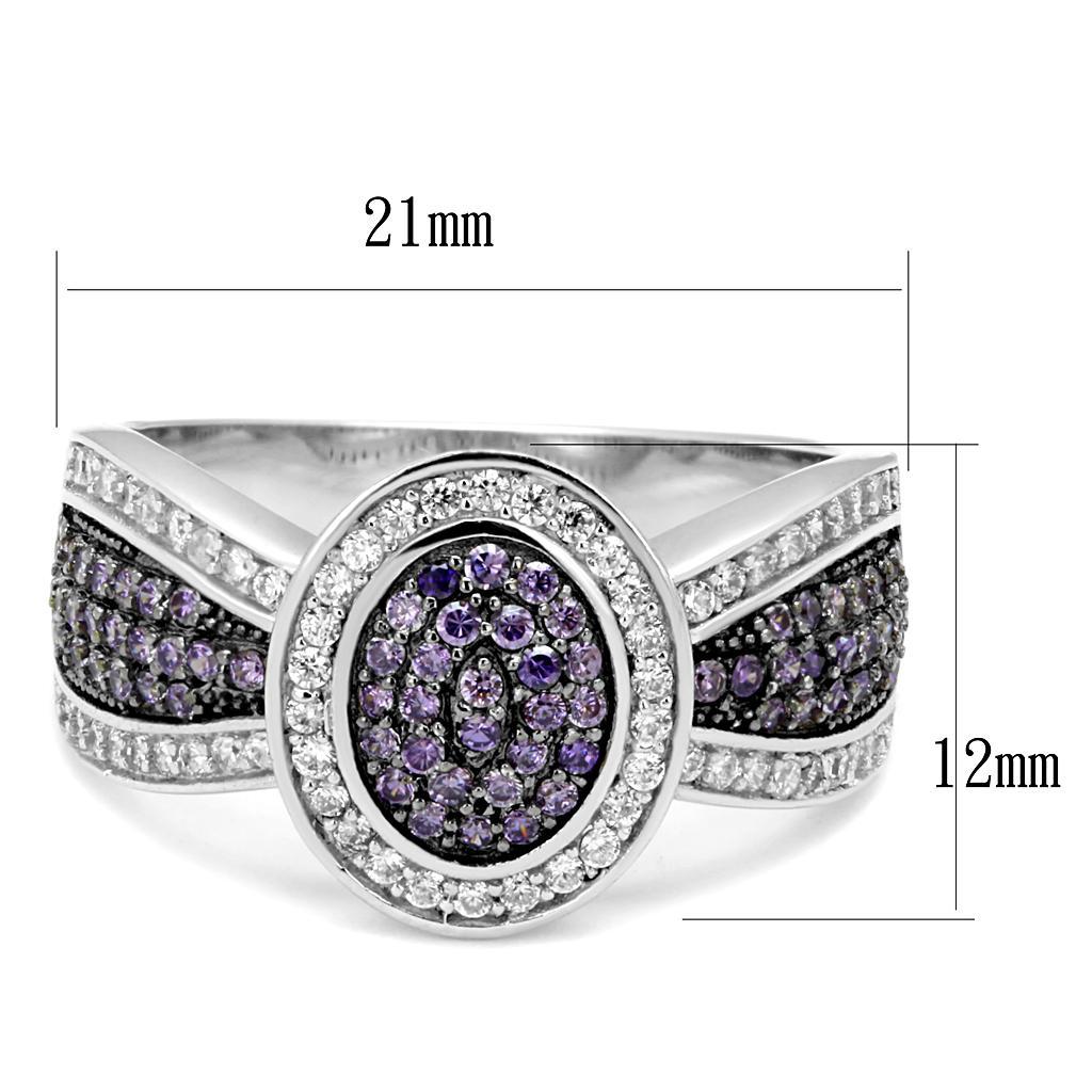 Stunning Sterling Silver Ring with AAA Grade CZ in Amethyst
