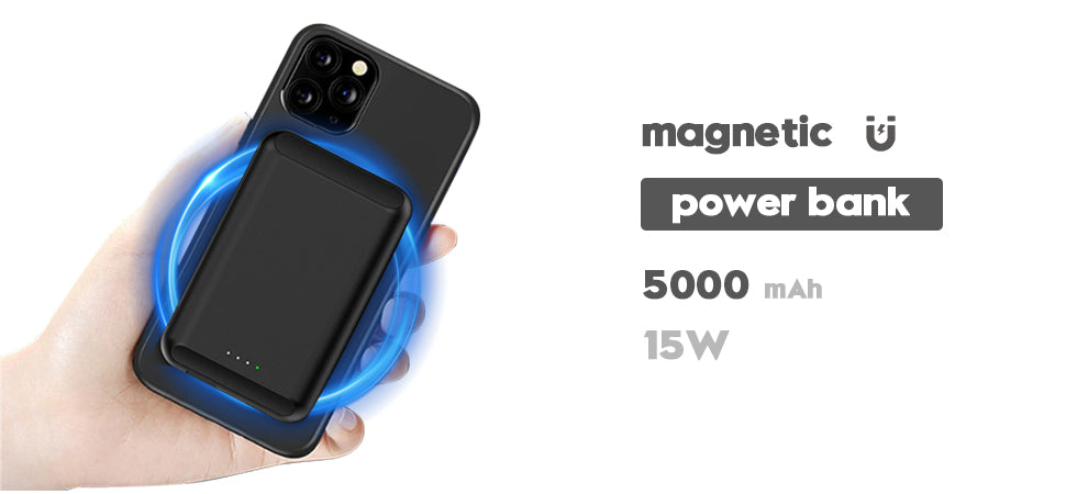 15W Fast Phone Charge 5000mAh Magnetic Wireless Power Bank