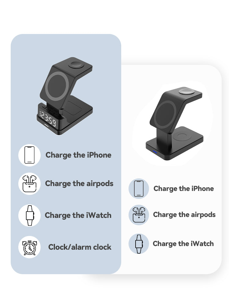 15W MagSafe 4 in 1 Clock Magnetic Wireless Charger Stand