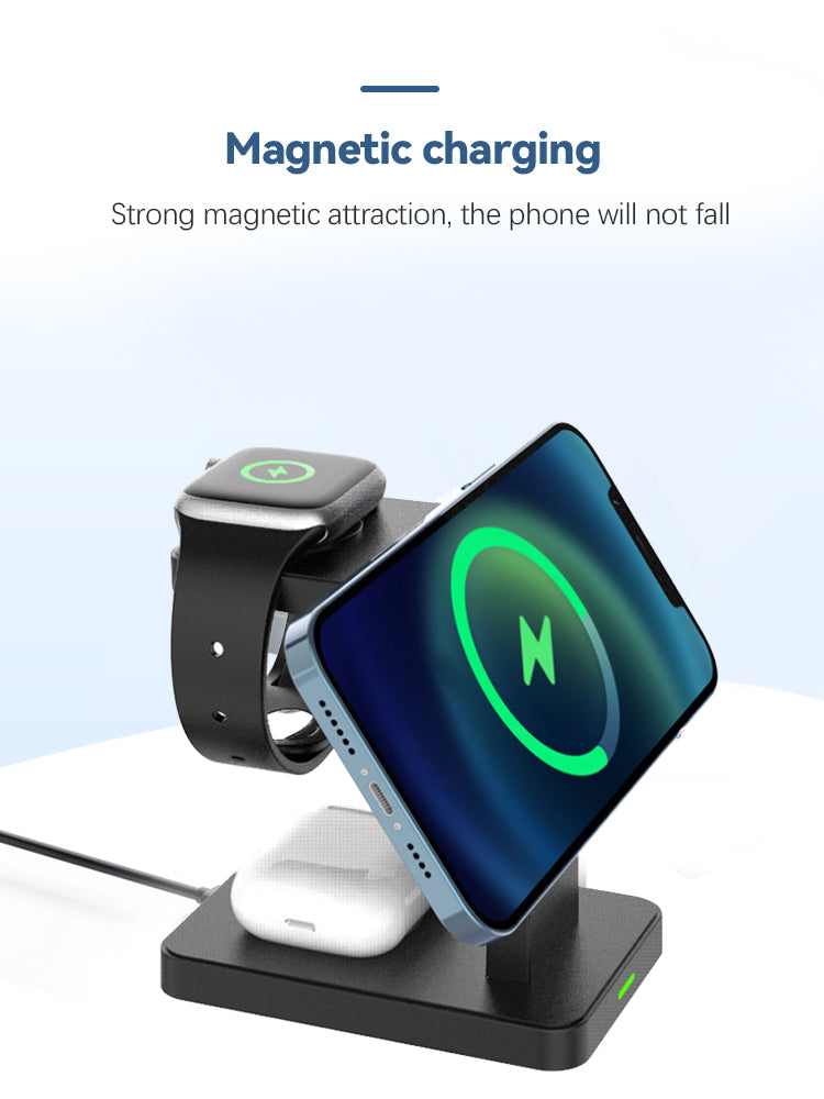 15W MagSafe 4 in 1 Clock Magnetic Wireless Charger Stand