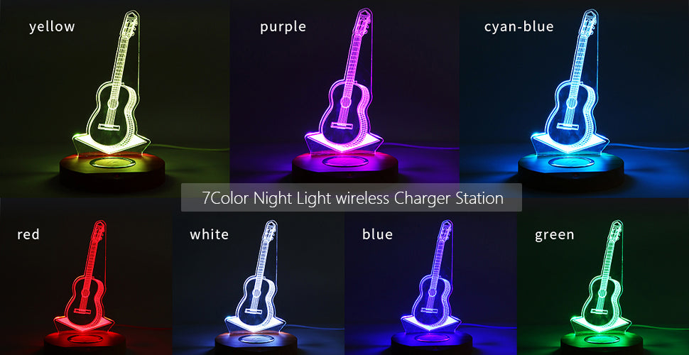 Adjustable Colorful Night Light Qi Wireless Charging Base