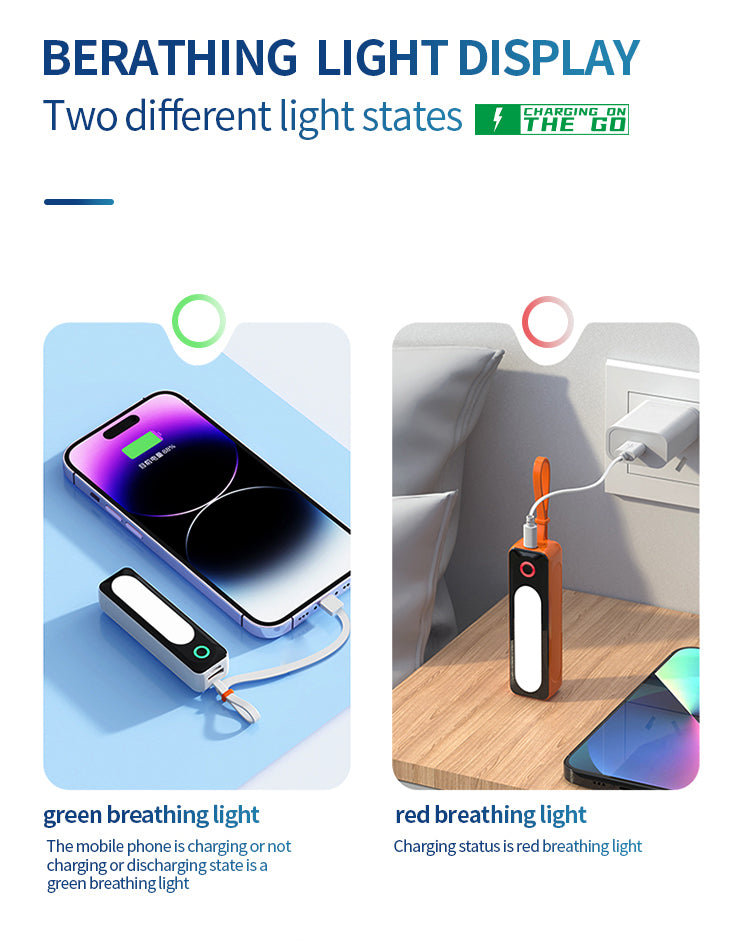 Small Portable Charger Power Bank Built-in Night Light