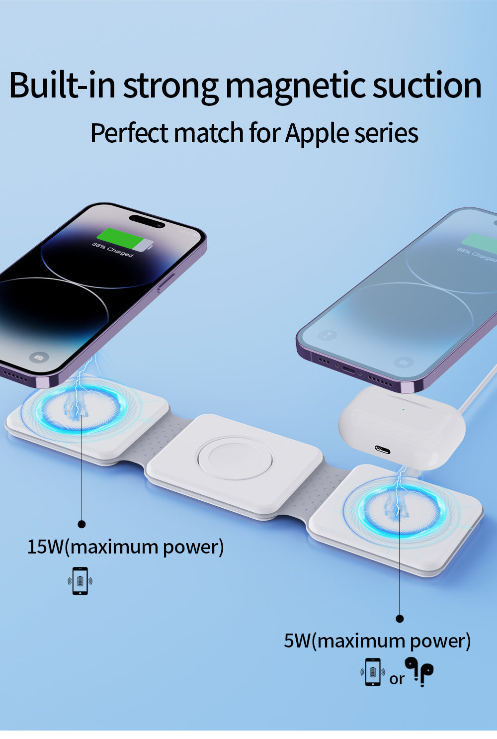 3 in 1 Foldable Wireless Charger Pad