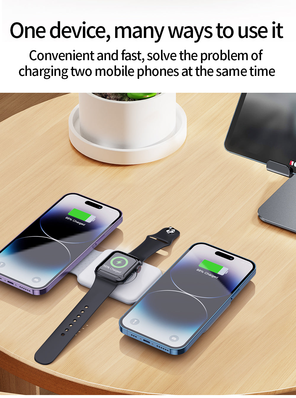 3 in 1 Foldable Wireless Charger Pad