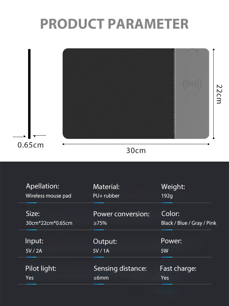 Wireless Charging Rubber Mouse Pad