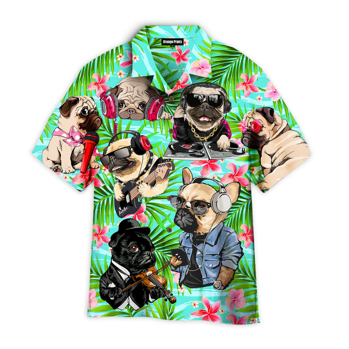 Dog Feeling Music With Pugs Aloha Hawaiian Shirt | For Men & Women ...
