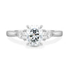 Cataleya - 4 Claw Elongated Cushion with Accent Stones - 18k White Gold