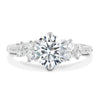 Molly - 6 Claw Round Solitaire with Accent Stones - 18k White Gold