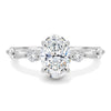 Arwen - Oval Solitaire with Hidden Halo and Accent Stones - 18k White Gold