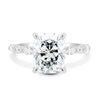 Cali - 4 Claw Elongated Cushion Solitaire with Accent Stones - 18k White Gold