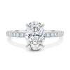 Paige – Oval Solitaire with Hidden Halo and Pavé - 18k White Gold