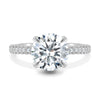 Chelsea – 4 Claw Triple Pavé Cathedral Round Solitaire - 18k White Gold