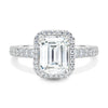 Vanessa – Emerald Halo with Pavé - 18k White Gold