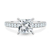 Brooklyn - Princess Solitaire with Hidden Halo and Half Pave - 18k White Gold