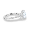 Nicole - 4 Claw Cushion Cut Halo with Pavé - 18k White Gold