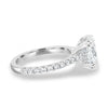 Sasha - Oval Solitaire with Double Tipped Claws and Pavé Band - 18k White Gold