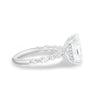 Cali - 4 Claw Elongated Cushion Solitaire with Accent Stones - 18k White Gold