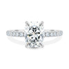 Camilla – Elongated Cushion Solitaire with Hidden Halo and Pavé - 18k White Gold