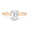Jane - Emerald Solitaire with Hidden Halo and Cathedral Setting - 18k Rose Gold / 18k White Gold