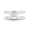 Devon - Emerald Solitaire with Double Band - 18k White Gold