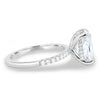 Camilla – Elongated Cushion Solitaire with Hidden Halo and Pavé - 18k White Gold