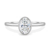 Daphne - Oval Solitaire with Cathedral Bezel Setting - 18k White Gold