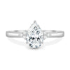 Brooke – 3 Claw Pear Solitaire with Accent Stones - 18k White Gold