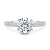 Ashlea – 4 Claw Pavé Round Solitaire with Hidden Halo - 18k White Gold