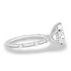 Amora - Pear Solitaire with Round Side Stones - 18k White Gold