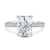 Irene - Radiant Solitaire with Hidden Halo and Side Stones - 18k White Gold