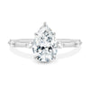 Amora - Pear Solitaire with Round Side Stones - 18k White Gold