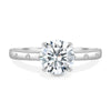 Nekija - 4 Claw Round Solitaire with Accent Stones - 18k White Gold