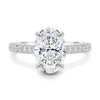 Julia – Oval Solitaire with Hidden Halo and Pavé - 18k White Gold