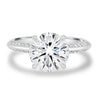 Melinda - 4 Claw Knife Edge Round Solitaire with Hidden Halo and Pavé - 18k White Gold