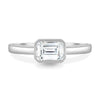 Olive - East West Emerald Solitaire with Cathedral Bezel Setting - 18k White Gold