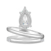 Candice - Double Band Pear Solitaire - 18k White Gold