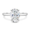 Cecilia - Oval Solitaire with Wrap Around Hidden Halo - 18k White Gold