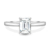 Jane - Emerald Solitaire with Hidden Halo and Cathedral Setting - 18k White Gold