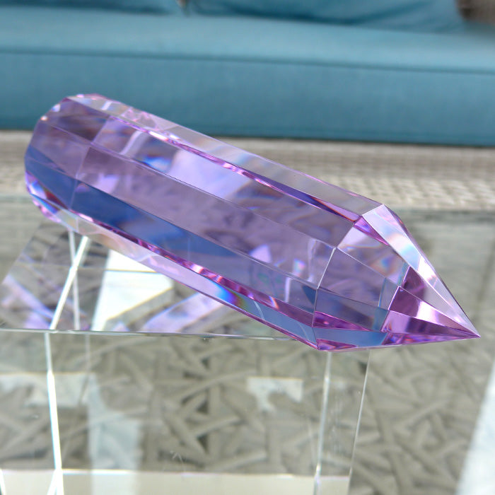 12 Sided Lavender Quartz Trichroic Vogel Wand by Kings Amao