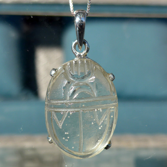 Fat Tut-Inspired Libyan Desert Glass Scarab Pendant