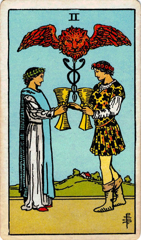 Two of Cups, Love, Waite Tarot