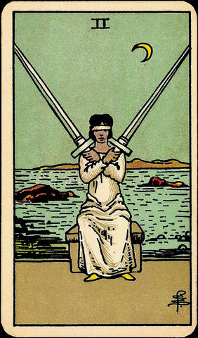 Two of Swords, Peace, Waite-Smith Tarot Deck