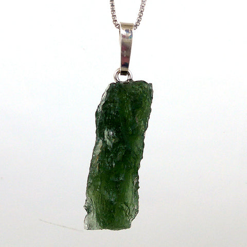 Unpolished Long Moldavite Pendant